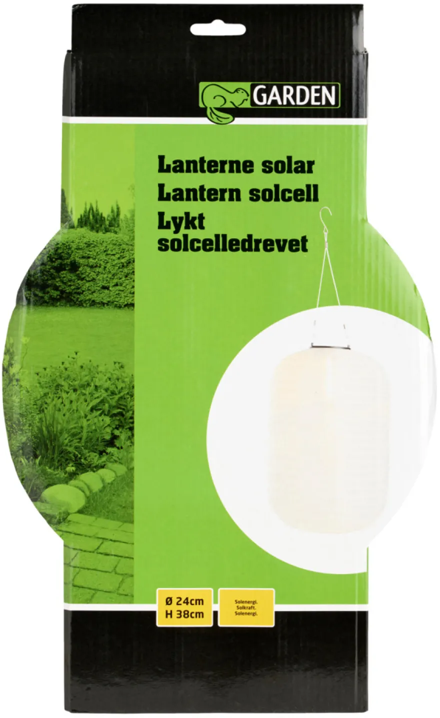 Solarlanterne aflang Ø24 x H38 cm - Garden®