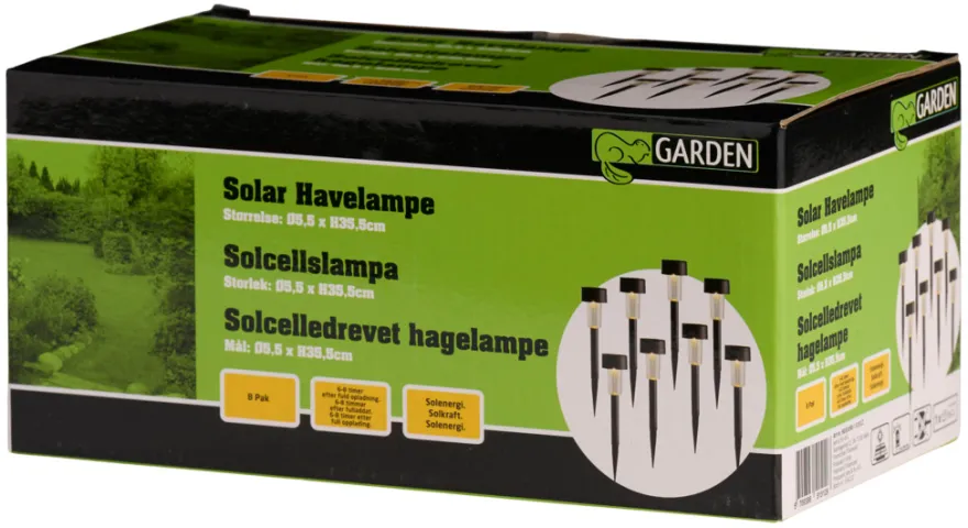 Solcellelamper til haven sort H35,5 cm 8-pk. - Garden®