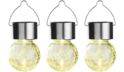 Solcellepære glas/metal Ø6 cm 3-pk. - Garden®