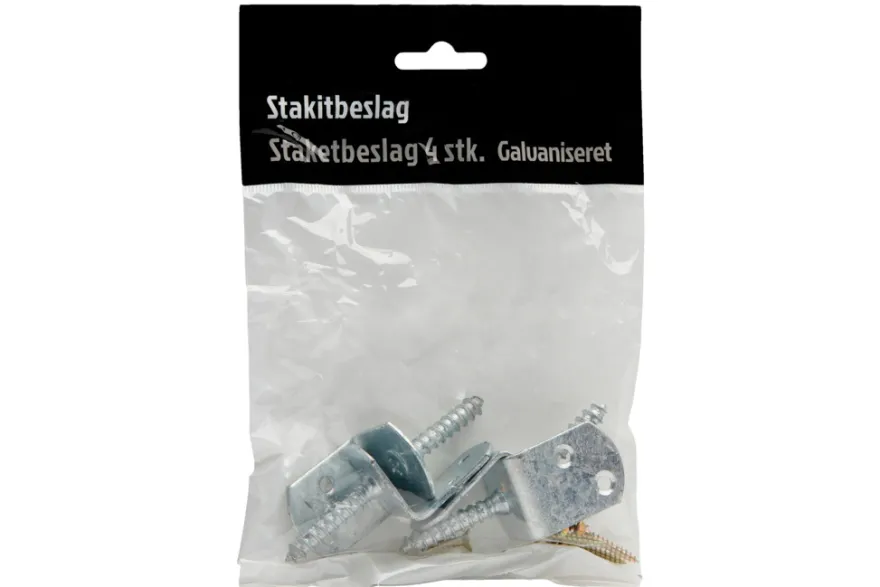 Stakitbeslag galvaniseret 4 stk.