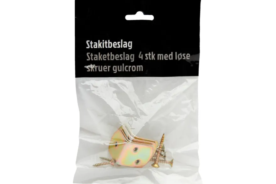 Stakitbeslag gulcrom 4 stk.