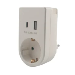 Stikadapter schuko m/USB & mobilholder - Elworks