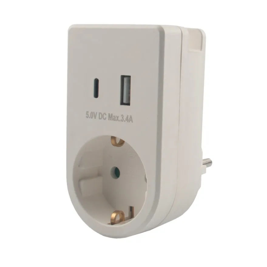 Stikadapter schuko m/USB & mobilholder - Elworks