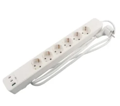 6-stikdåse schuko m/3 x USB PD65W 1,5 m - Elworks