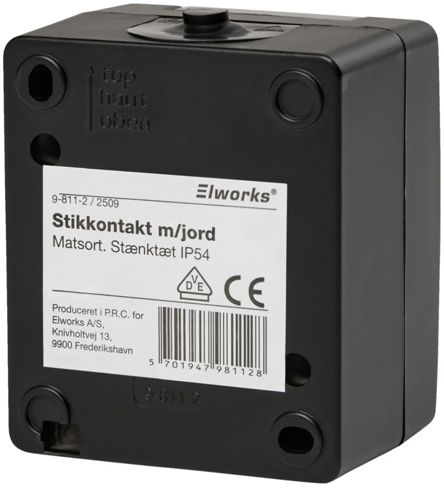 Stikkontakt m/jord matsort - Elworks