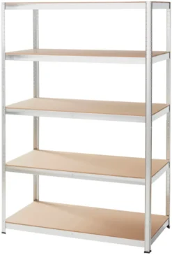 Stålreol galv. m/5 hylder - 120 x 180 x 60 cm