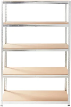 Stålreol galv. m/5 hylder - 120 x 180 x 60 cm