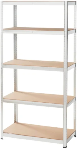 Stålreol galv. m/5 hylder - 90 x 180 x 45 cm