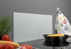 Stænkplade hvid glas firkantet 60 x 30 cm