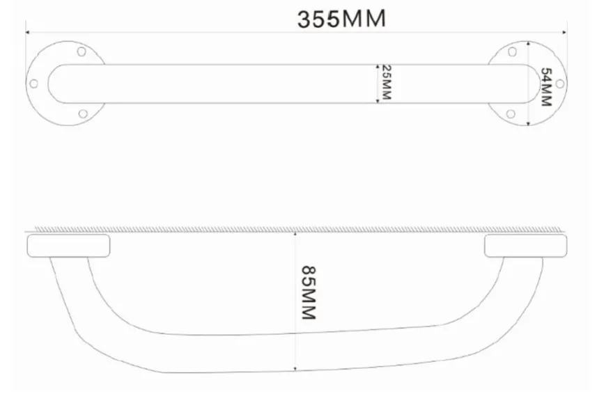 Støttegreb 30 cm krom