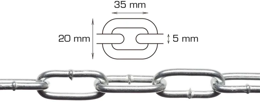 Svejst langleddet kæde 5 mm x 2 meter