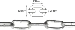 Svejst langleddet kæde 3 mm x 2 meter