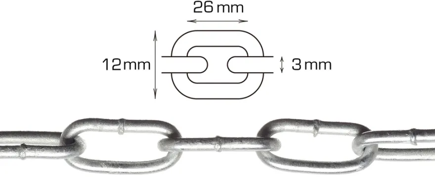 Svejst langleddet kæde 3 mm x 2 meter