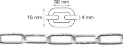 Svejst langleddet kæde 4 mm x 5 meter