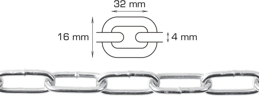 Svejst langleddet kæde 4 mm x 5 meter