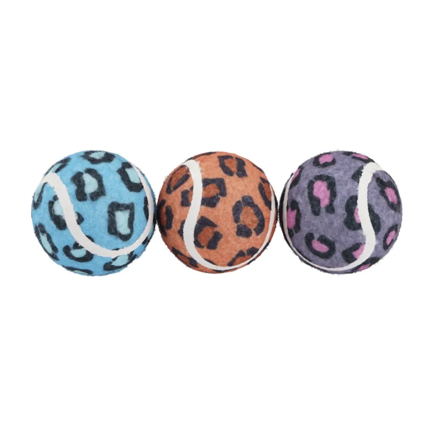 Tennisbolde med dyreprint 3-pk.