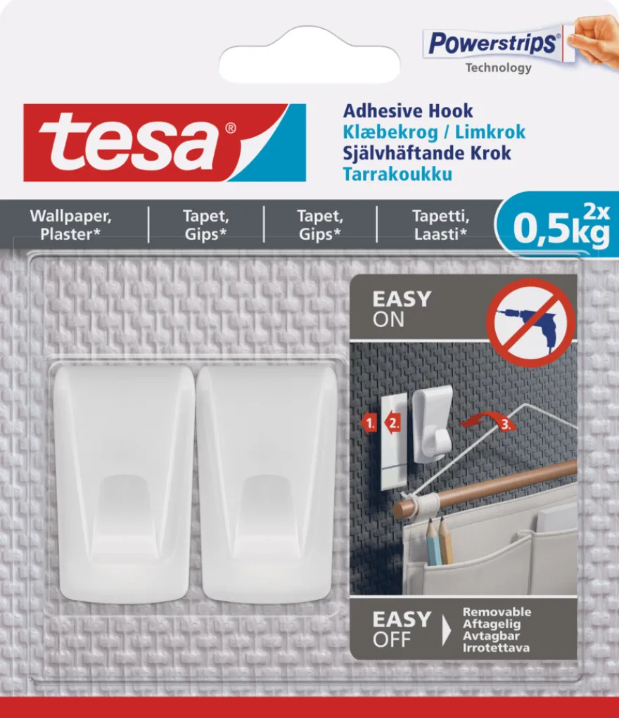 tesa® klæbekrog til tapet og gips 0,5 kg - 2 stk.