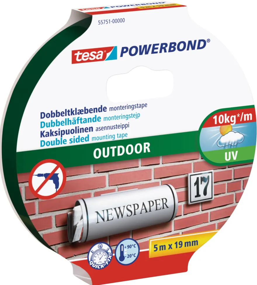 tesa® Powerbond Outdoor monteringstape 19 mm x 5 meter