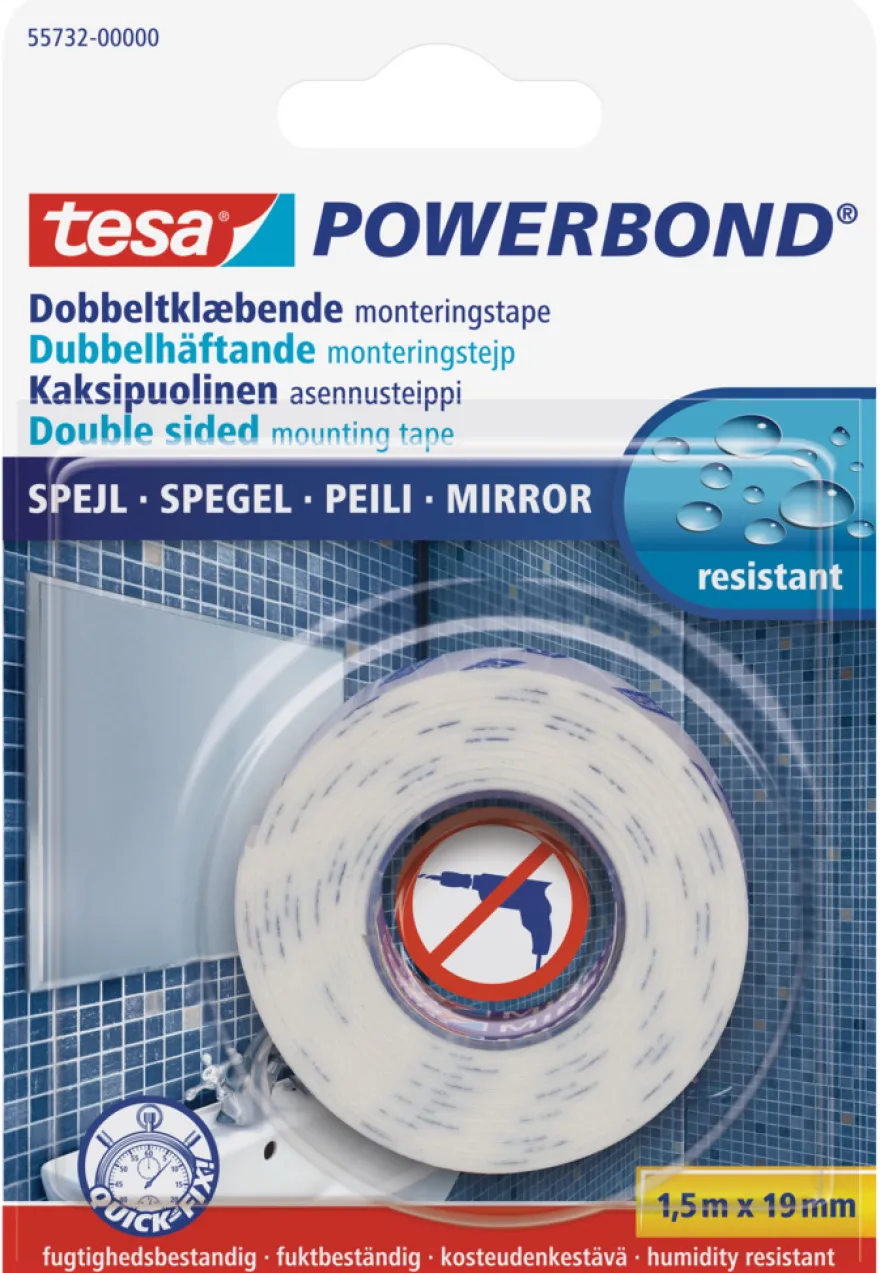 tesa® Powerbond Spejl monteringstape 19 mm x 1,5 meter