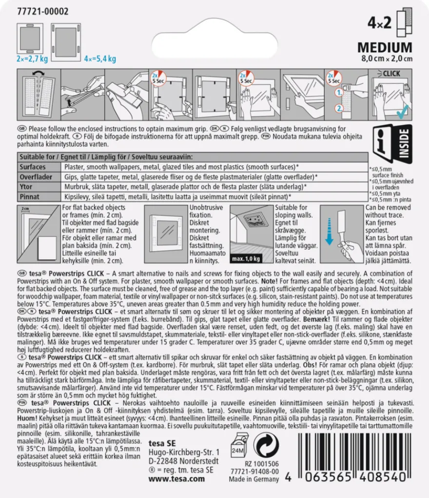 tesa® Powerstrips Click Medium 4 par