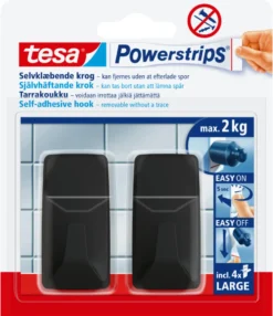 tesa® Powerstrips Kroge Large sort 2 kg - 2 stk.