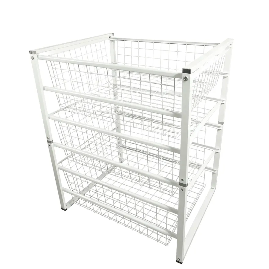 Trådreol m/3 skuffer hvid 63 x 43,5 x 54,5 cm - Homefixer