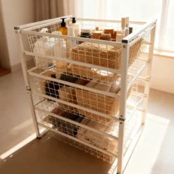 Trådreol m/3 skuffer hvid 63 x 43,5 x 54,5 cm - Homefixer