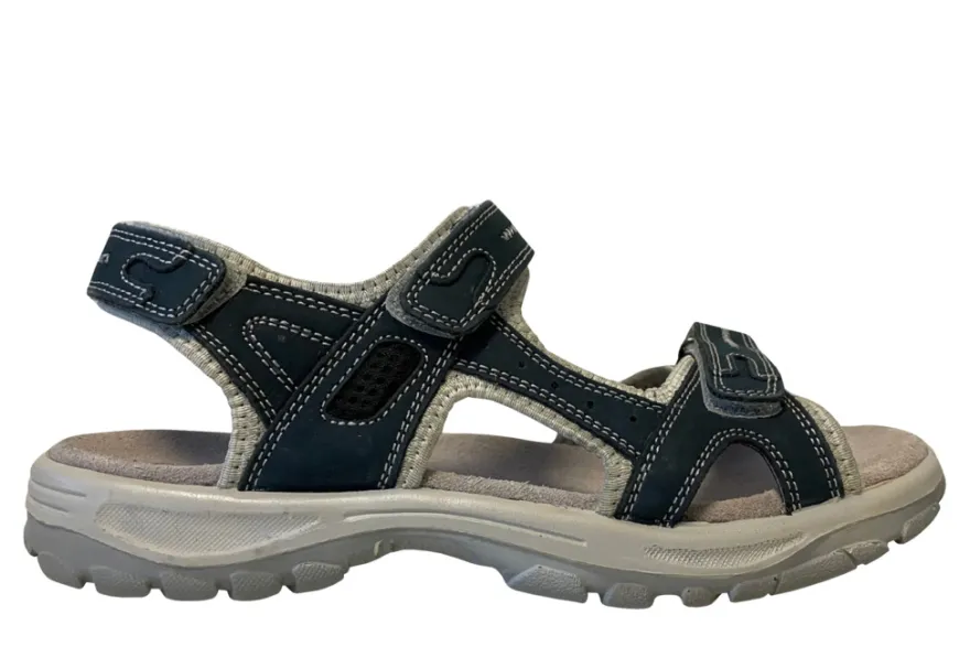Trekkingsandaler dame denimfarvet læder str. 38
