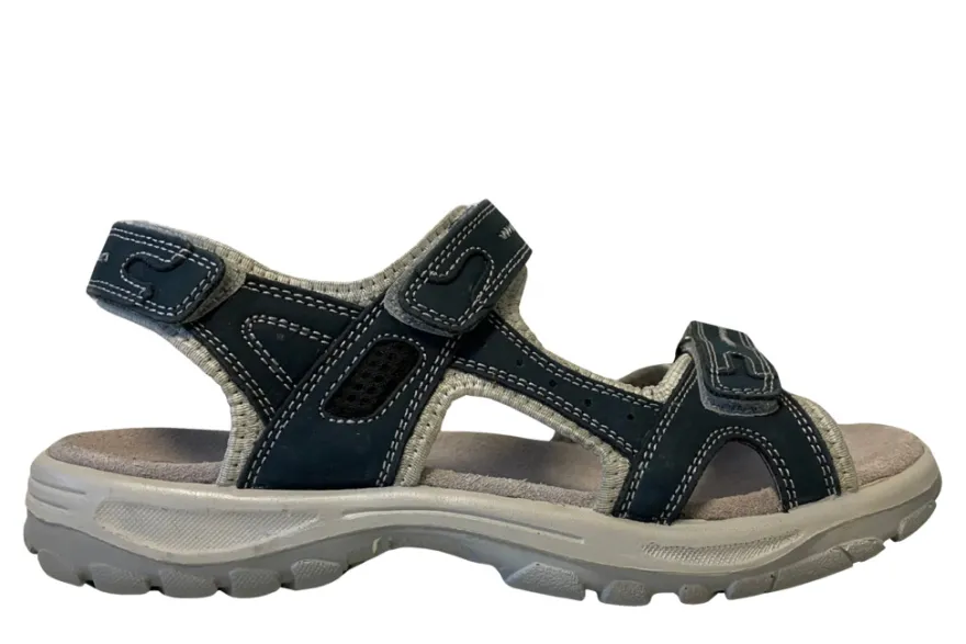 Trekkingsandaler dame denimfarvet læder str. 39