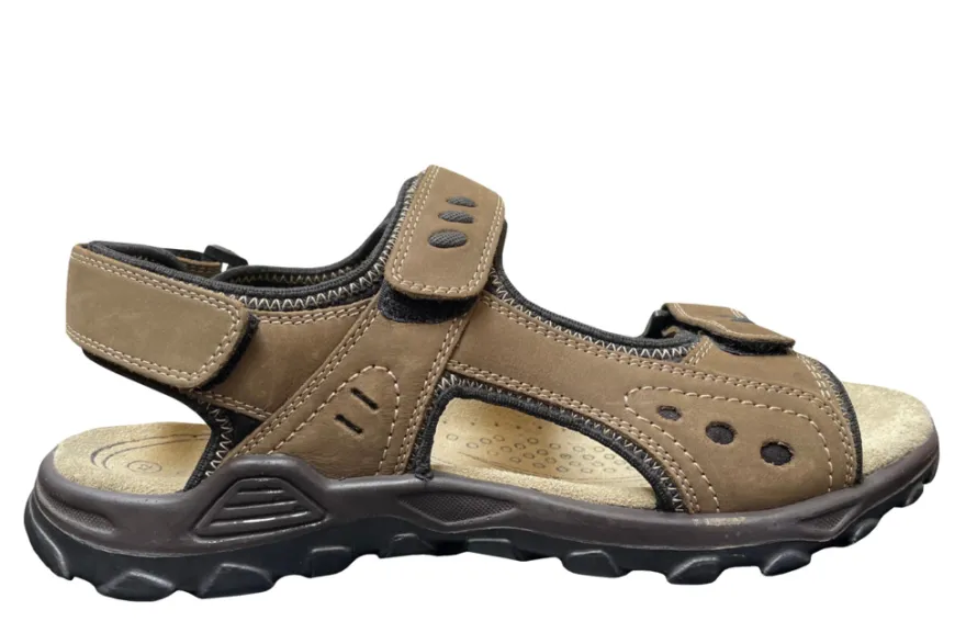 Trekkingsandaler herre brun læder str. 42