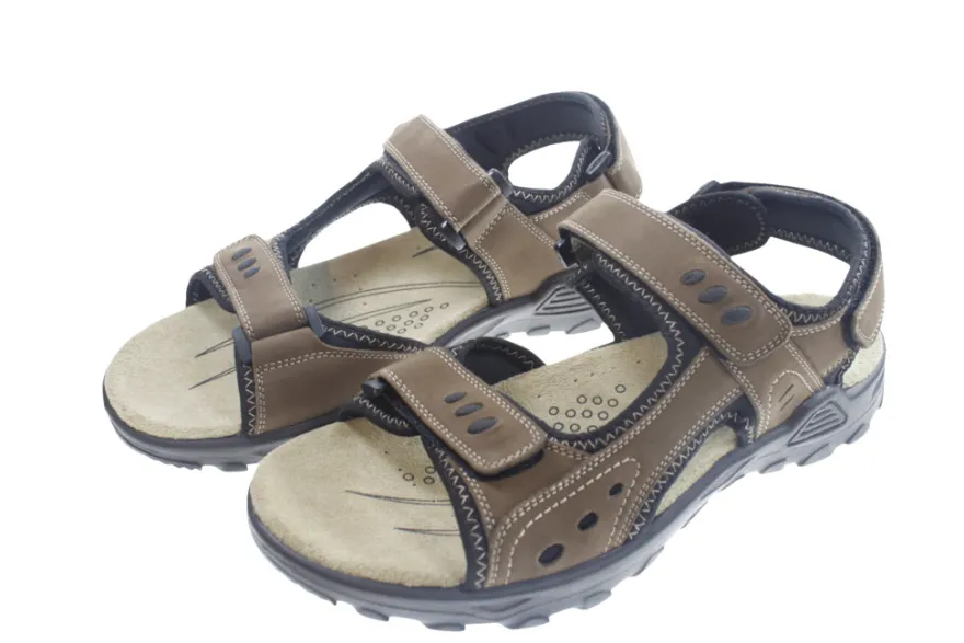 Trekkingsandaler herre brun læder str. 43