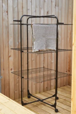 Tørrestativ m/hjul sort 70 x 70 x 133 cm