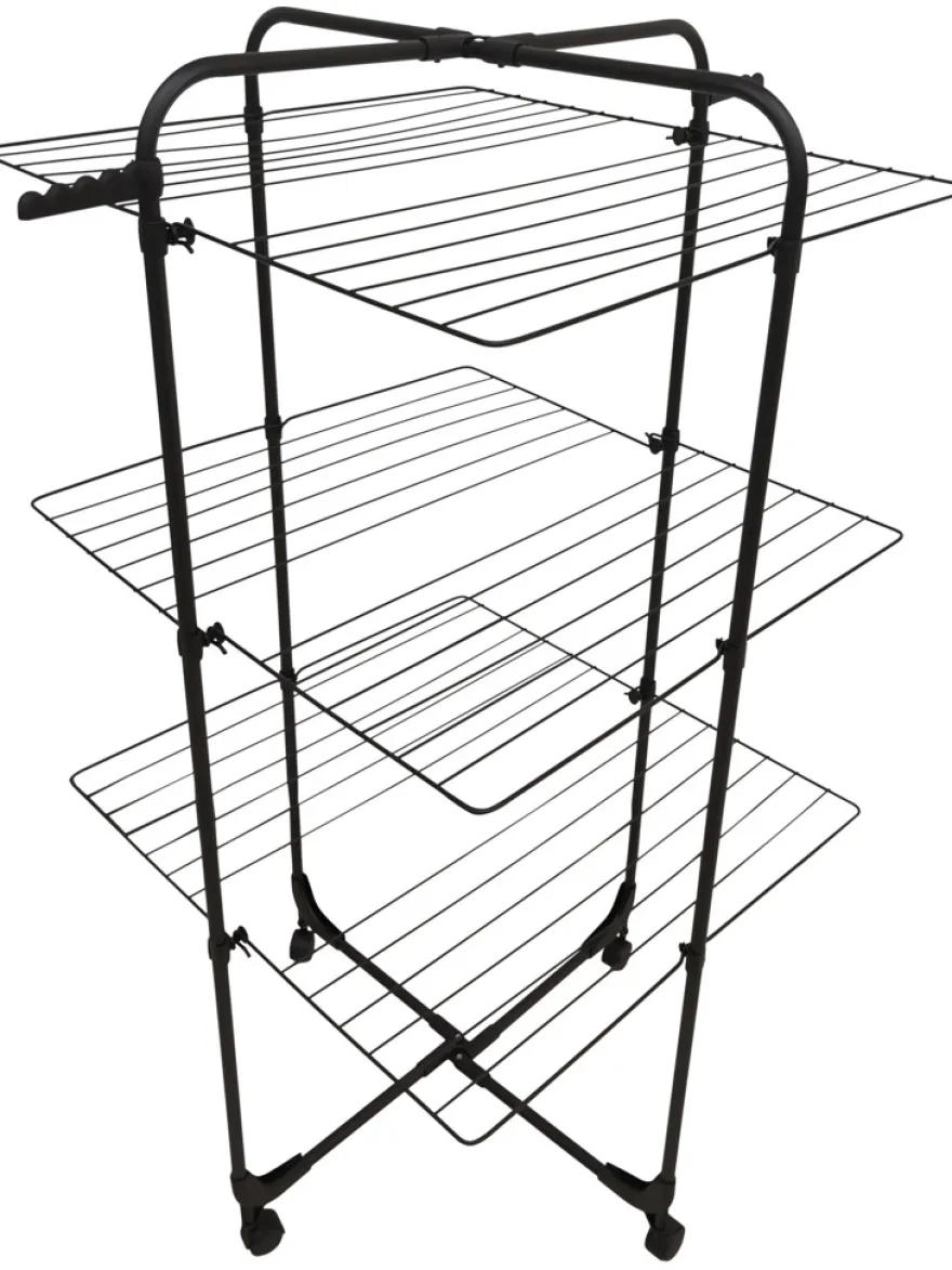 Tørrestativ m/hjul sort 70 x 70 x 133 cm