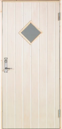 Udhusdør m/rude højrehængt 94,8 x 205 cm