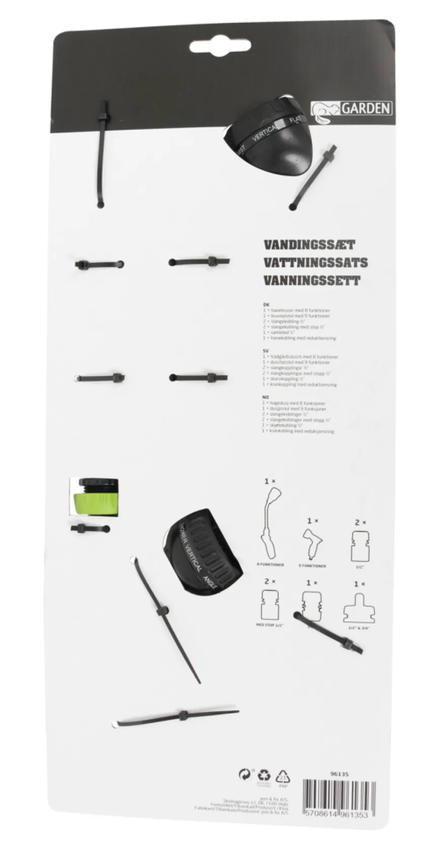 Vandingssæt 8 dele 1/2"–3/4" - Garden®