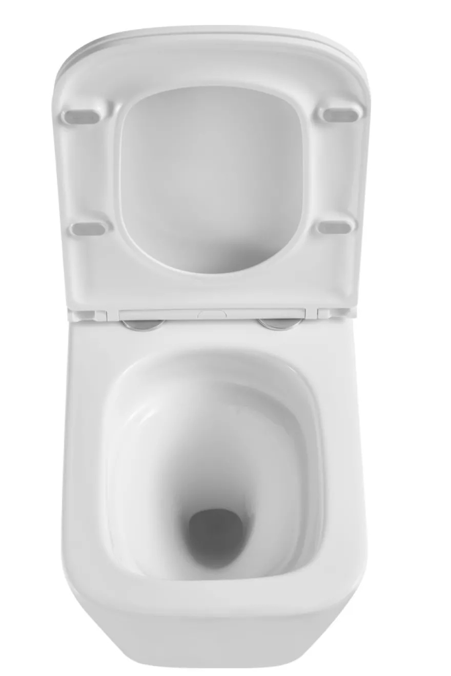 Væghængt toilet kantet m/Vortex skyl - hvid