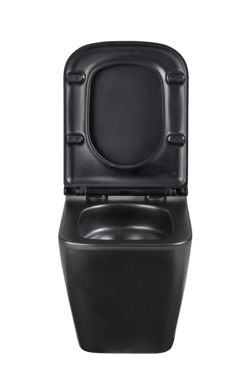 Væghængt toilet kantet m/Vortex skyl - sort