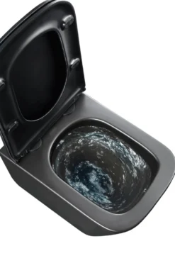 Væghængt toilet kantet m/Vortex skyl - sort