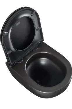 Væghængt toilet rund m/Vortex skyl - sort