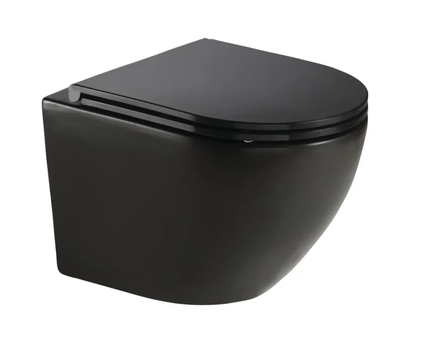 Væghængt toilet rund m/Vortex skyl - sort