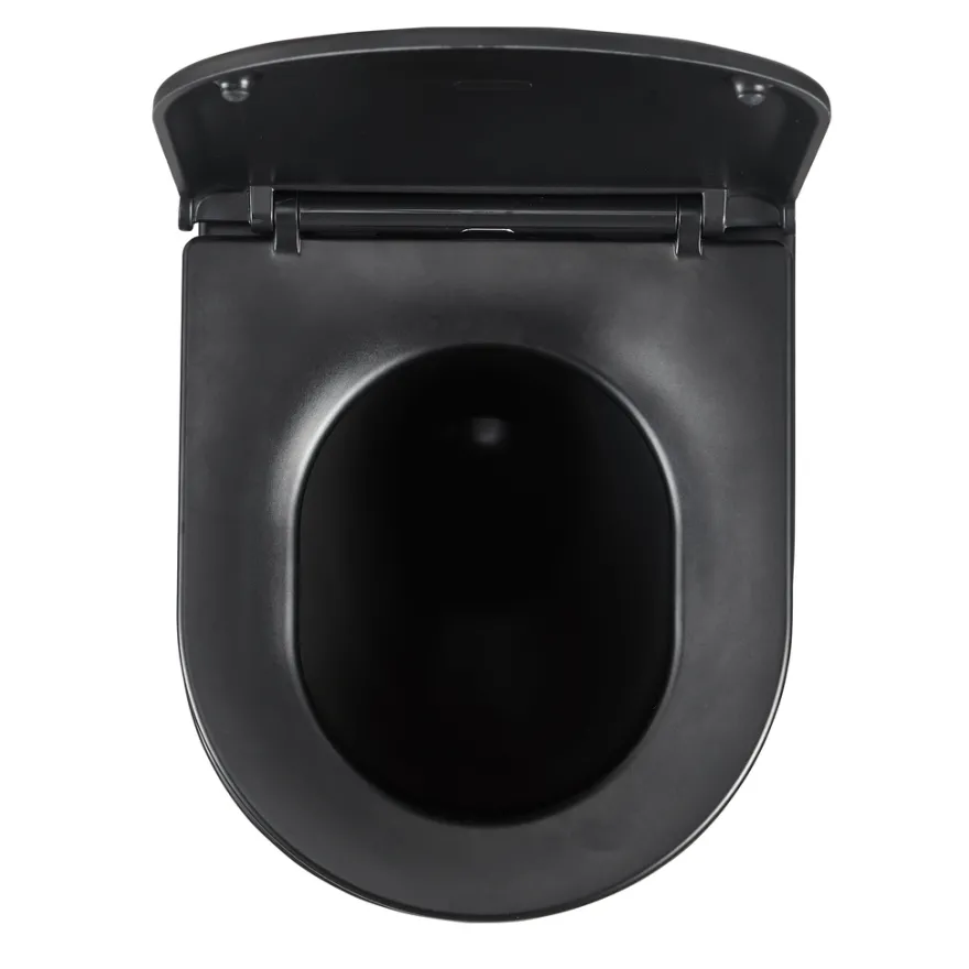 Væghængt toilet rund m/Vortex skyl - sort