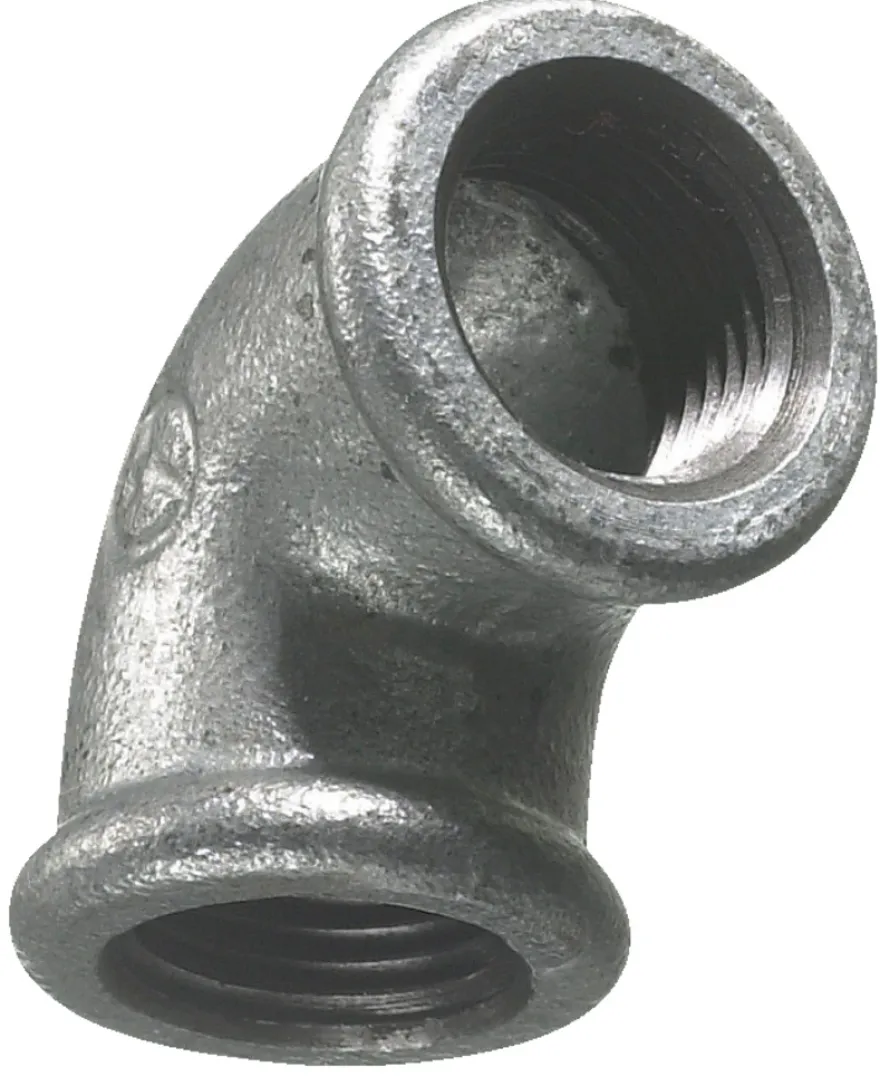 Vinkel galvaniseret 1/2" - muffe/muffe 90 gr.