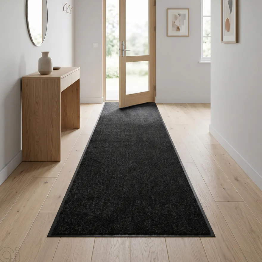 Wash&Clean smudsmåtte sort 90 x 250 cm