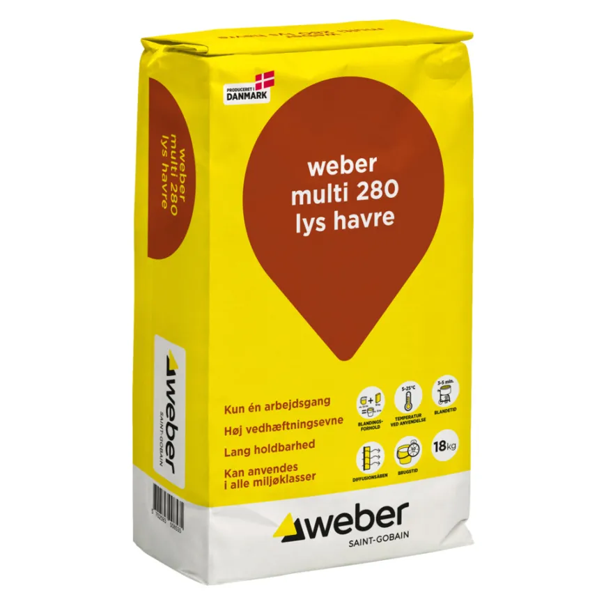 Weber Multi 280 Farvet hæftemørtel Lys havre 18 kg