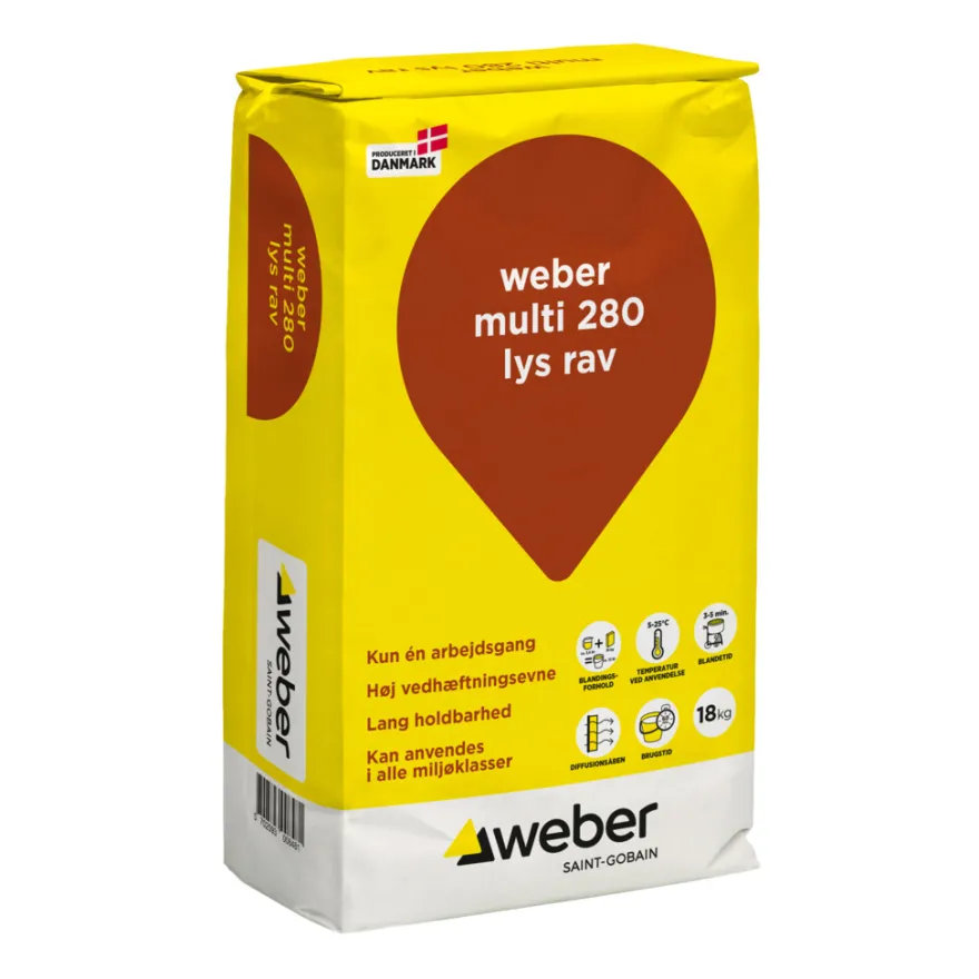 Weber Multi 280 Farvet hæftemørtel Lys rav 18 kg